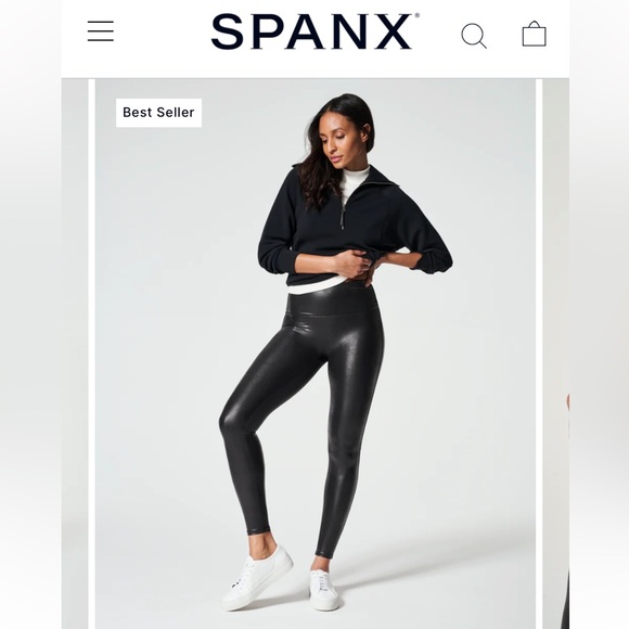 SPANX Faux Leather Leggings Medium Petite NWT - Picture 1 of 5